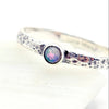 Hammered Opal Silver Ring- Silver Band - 925 Silver - Birthstone Rings