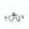 Rainbow Moonstone Geometric Silver Ring - Multiple Gemstone Ring - 925 Silver