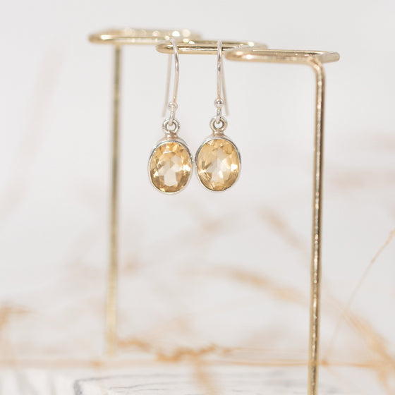 Citrine Oval Faceted Drop Earrings
