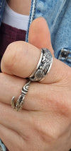 925 Sterling Silver Oxidized Dragon Spin Band Ring