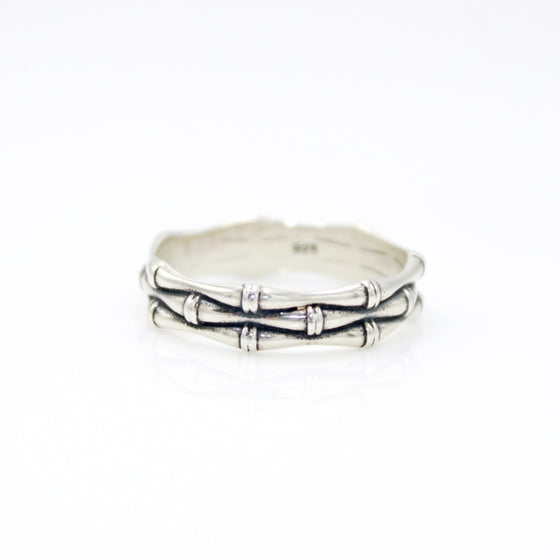 Bamboo Ring - Bamboo Style Silver Ring - 925 Silver