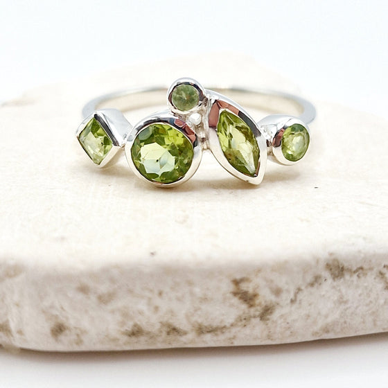 Peridot Geometic Silver Ring