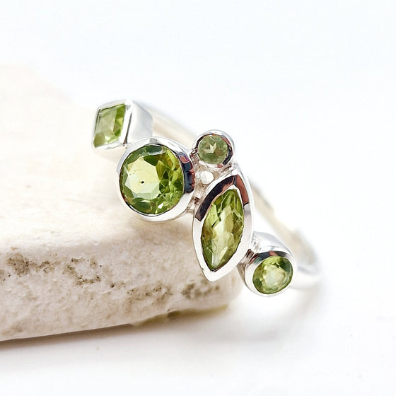 Peridot Geometic Silver Ring