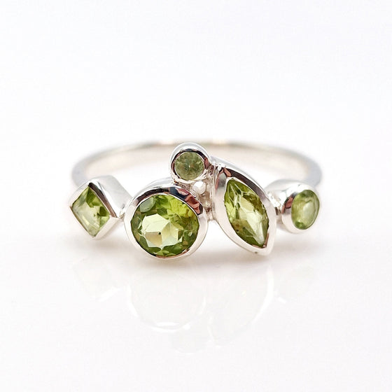 Peridot Geometic Silver Ring