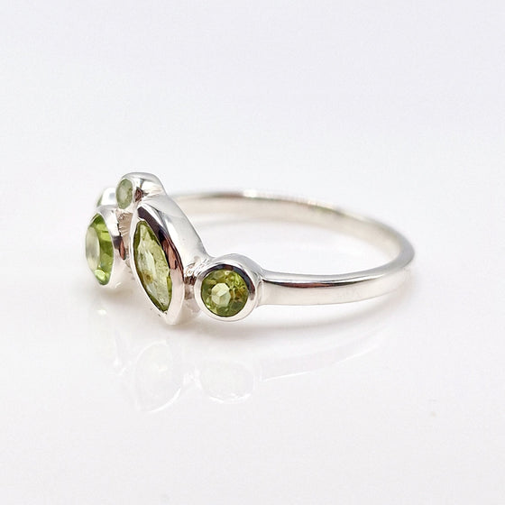 Peridot Geometic Silver Ring