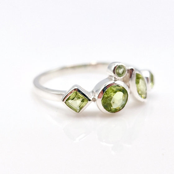 Peridot Geometic Silver Ring