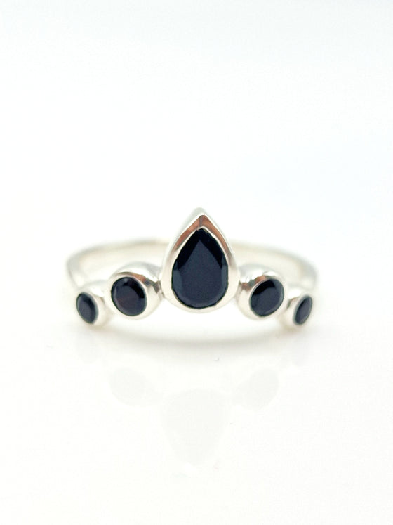 Black Onxy Tiara sterling silver ring