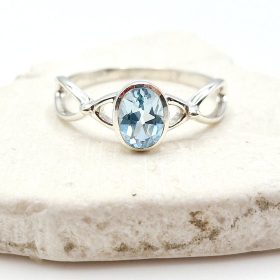 Blue Topaz Twist Silver Ring