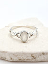 Rainbow Moonstone Twist Silver Ring