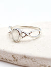 Rainbow Moonstone Twist Silver Ring