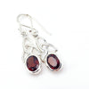 Silver earrings with red garnet gemstones 