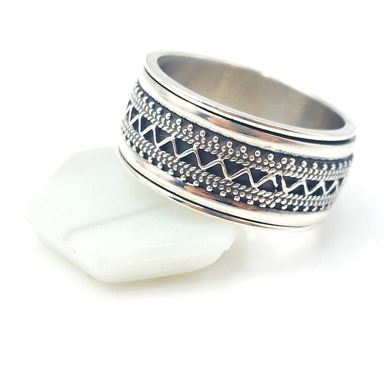 Aztec Silver spinner Ring