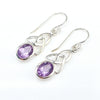 Silver earrings with purple amethyst gemstones 