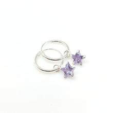  Silver Huggies with Lavender Purple Star Charm