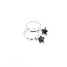  Silver Huggies with Black Crystal Star Charm