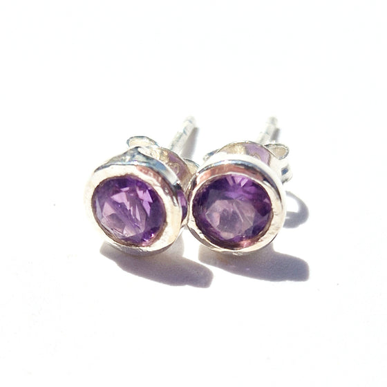 Classic Round Gemstone Stud Earrings - Small but Stunning - 925 Silver