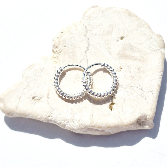 Twisted Wire Hoop Earrings - Dainty hoops - 925 Silver