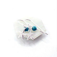  Seaside Serenity 925 Silver Starfish Drop Earrings – Ocean-Inspired Turquoise Charm