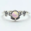Regal Silver Ring with Opal & Oxidised Leaf Details – Nature-Inspired Fantasy Jewellery