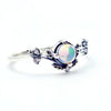 Regal Silver Ring with Opal & Oxidised Leaf Details – Nature-Inspired Fantasy Jewellery
