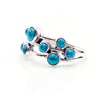  Turquoise Circles Silver Ring - Gemstone ring - 9 Small Gemstones - 925 Silver.