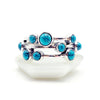 Turquoise Circles Silver Ring - Gemstone ring - 9 Small Gemstones - 925 Silver.