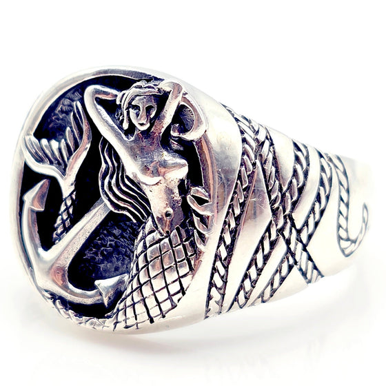 Voyager's Tide Ring:  Mermaid 925 Silver Talisman