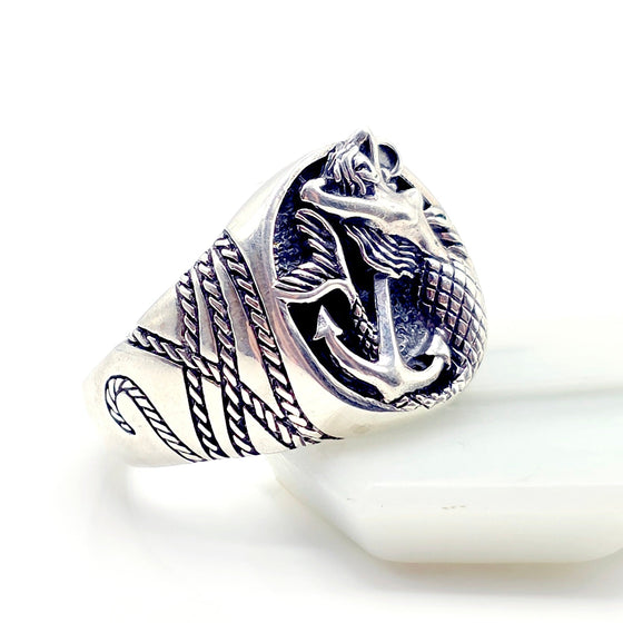 Voyager's Tide Ring:  Mermaid 925 Silver Talisman