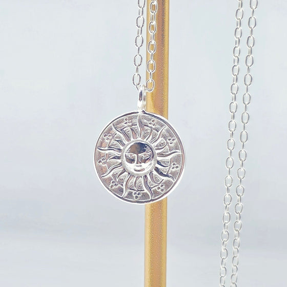 Solar Radiance Aztec Sun 925 Silver Pendant + Chain – Celestial Power in Sterling Silver