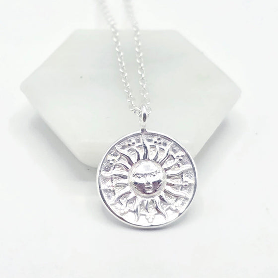 Solar Radiance Aztec Sun 925 Silver Pendant + Chain – Celestial Power in Sterling Silver