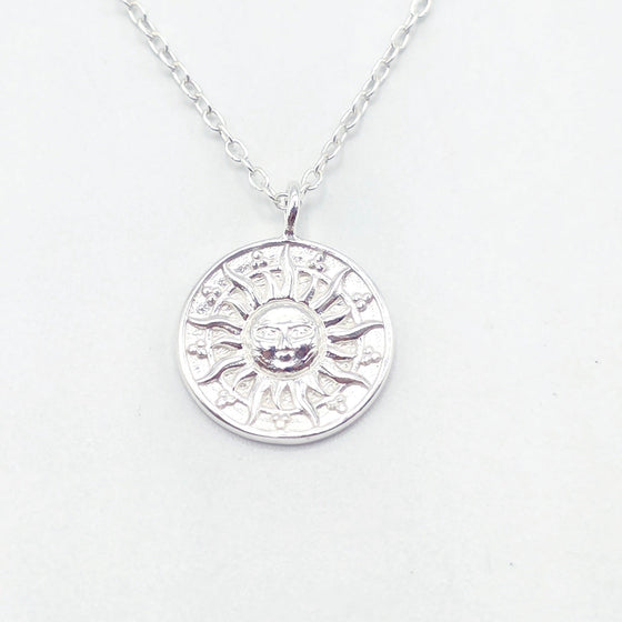Solar Radiance Aztec Sun 925 Silver Pendant + Chain – Celestial Power in Sterling Silver