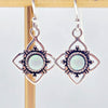 Celestial Geometry: Lab Opal (Fire or Snow) Rhombus Drop Earrings in Sterling Silver
