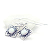 Celestial Geometry: Lab Opal (Fire or Snow) Rhombus Drop Earrings in Sterling Silver