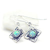 Celestial Geometry: Lab Opal (Fire or Snow) Rhombus Drop Earrings in Sterling Silver