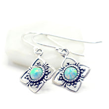  Celestial Geometry: Lab Opal (Fire or Snow) Rhombus Drop Earrings in Sterling Silver