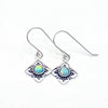 Celestial Geometry: Lab Opal (Fire or Snow) Rhombus Drop Earrings in Sterling Silver