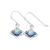 Celestial Geometry: Lab Opal (Fire or Snow) Rhombus Drop Earrings in Sterling Silver