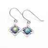 Celestial Geometry: Lab Opal (Fire or Snow) Rhombus Drop Earrings in Sterling Silver