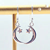 Luna Whisper: Celestial Moon and Star Drop Earrings in 925 Sterling Silver