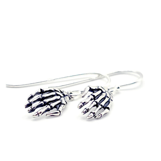 Skeleton Hands Drop Earrings | 925 Sterling Silver Gothic Jewellery