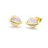 Celestial Saturn Studs: Opal & 18k Gold Plated or Sterling Silver