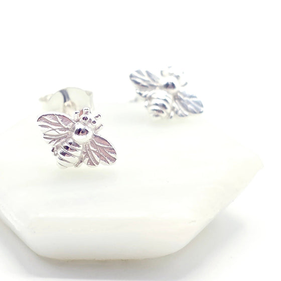 Buzzy & Beautiful: Hypoallergenic Queen Bee Silver Stud Earrings