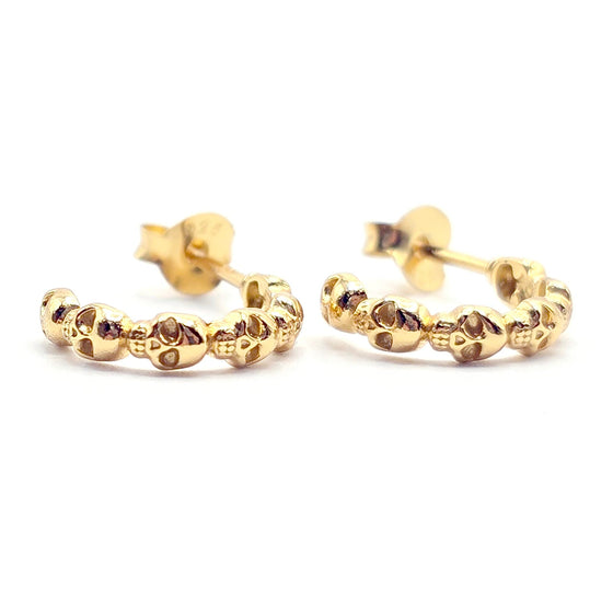 Skulls Hoop Earrings | 18k Gold Plated 925 Silver