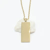 A gold rectangular pendant necklace with a matching chain, Part of our engravable range