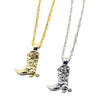 Cowboy Boot Necklace, In Gold and Silver. Made with Stainless Steel