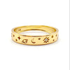 celestiasl vibes, gold moon and star band ring