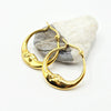 A pair of gold Moon  crescent-shaped hoop earrings with a polished finish,  Made with Stainless steel