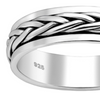 925 Sterling Silver Oxidized Weave Spin Band Ring, 5.5 mm Wide.