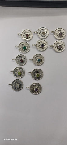  Celestial Sun & Moon Silver Pendant Necklace – 925 Sterling Silver Chain with Gemstone Accent