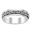 925 Sterling Silver Oxidized Weave Spin Band Ring, 5.5 mm Wide.